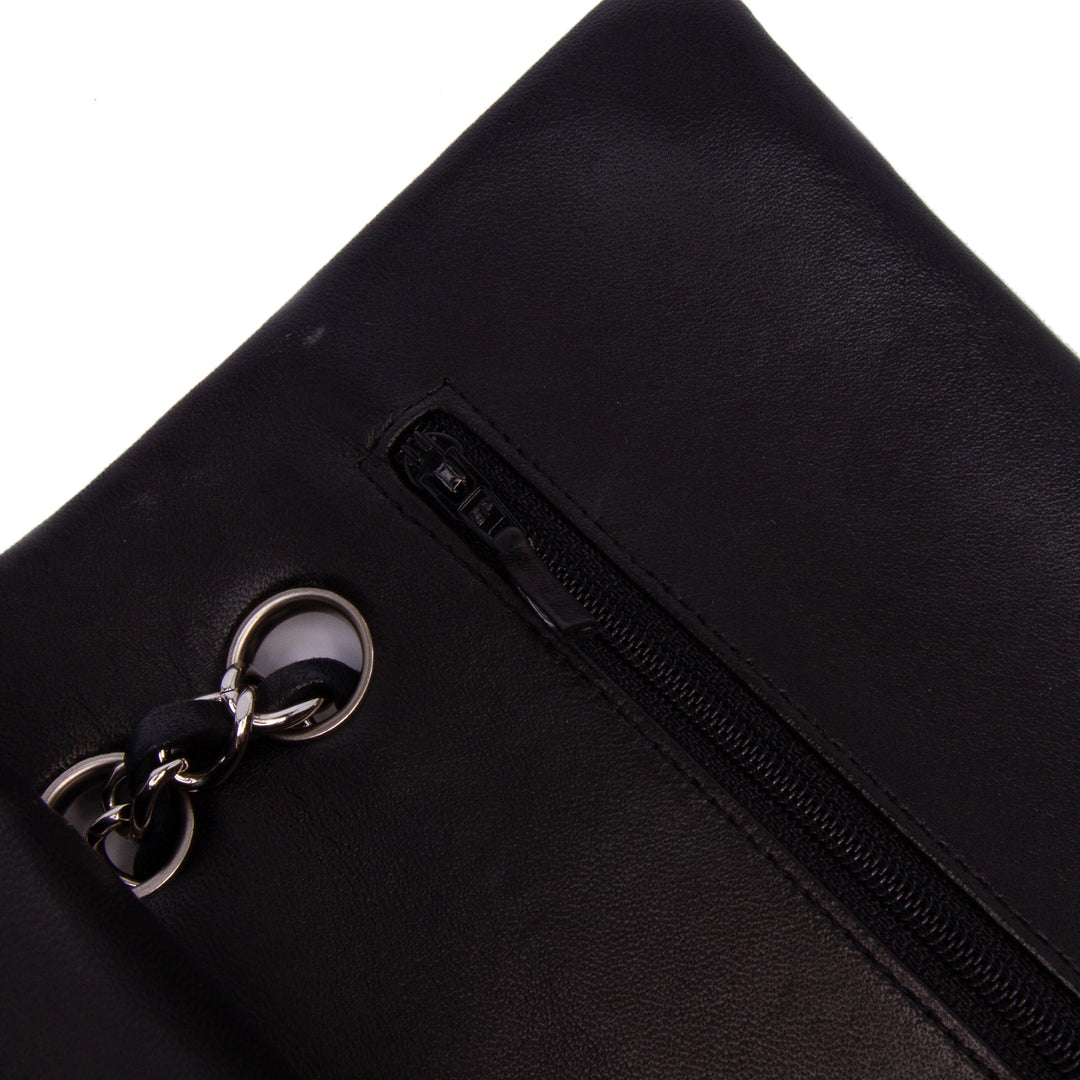 Medium Classic Lambskin Double Flap Black - Gaby Paris