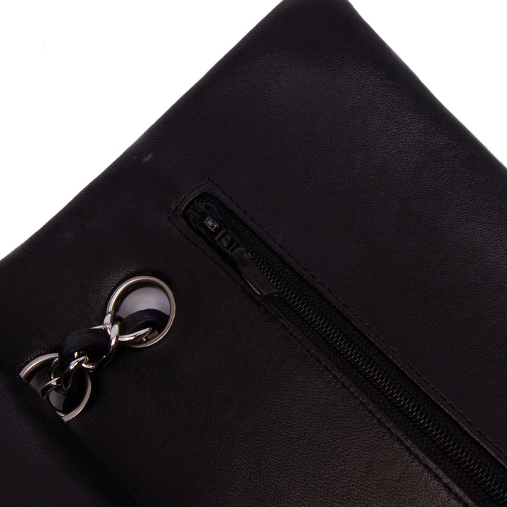 Medium Classic Lambskin Double Flap Black - Gaby Paris