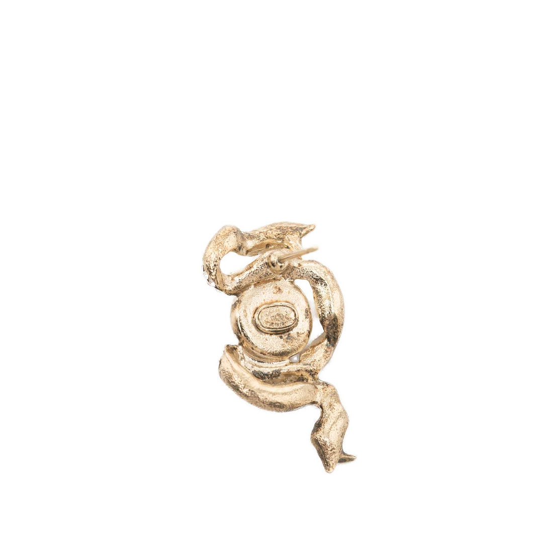 Chanel CC plaqué Strass et Perles fantaisie Ruban Bullet Back Boucles d'oreilles Métal