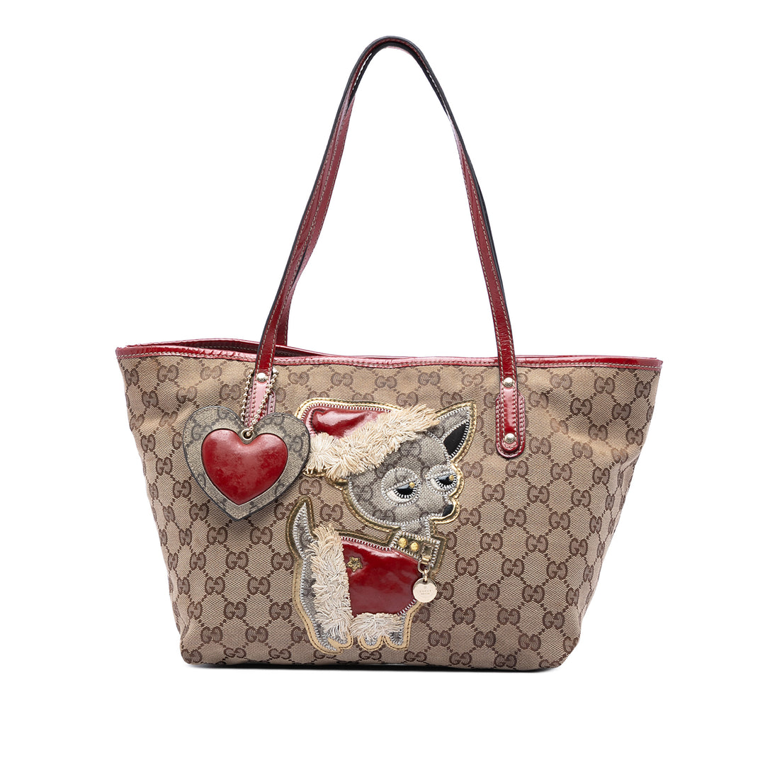 Gucci Small GG Toile Brando Guccioli Holiday Chihuahua Cabas