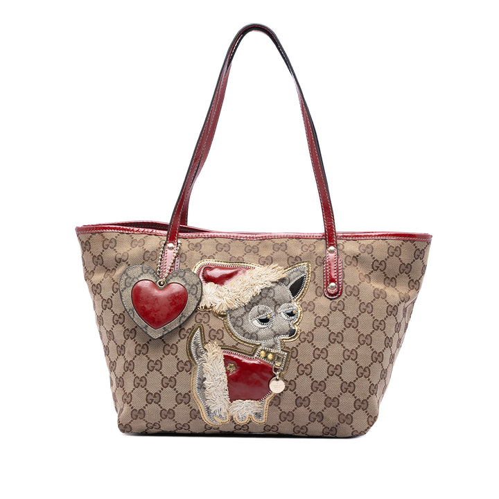 Gucci Small GG Toile Brando Guccioli Holiday Chihuahua Cabas