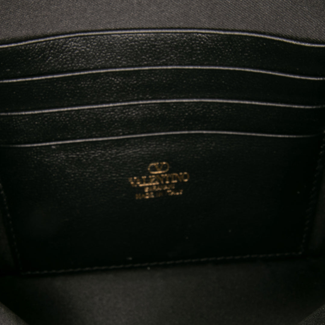 Calfskin Rockstud Envelope Flat Wristlet Clutch Black - Gaby Paris