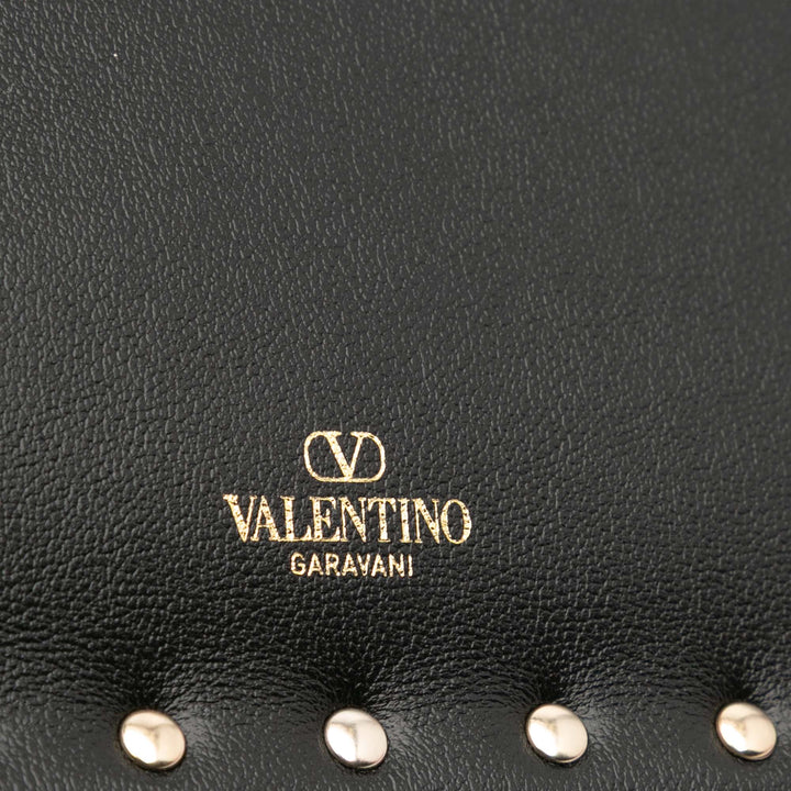 Calfskin Rockstud Envelope Flat Wristlet Clutch Black - Gaby Paris