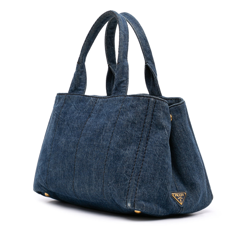 Prada Cabas Canapa Logo Jean Bleu – vue 2 – GABY PARIS