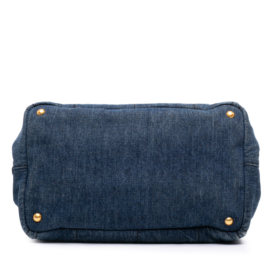 Prada Cabas Canapa Logo Jean Bleu – vue 3 – GABY PARIS
