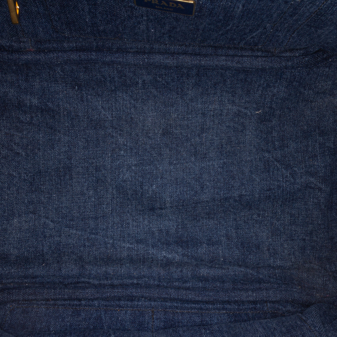 Prada Cabas Canapa Logo Jean Bleu – vue 4 – GABY PARIS