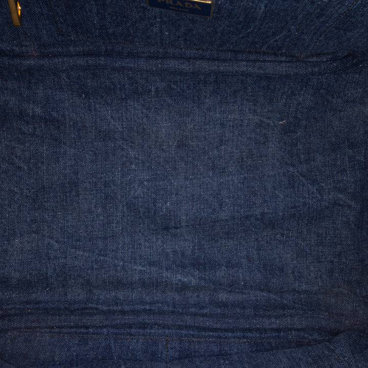 Prada Cabas Canapa Logo Jean Bleu – vue 4 – GABY PARIS