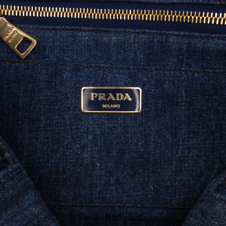 Prada Cabas Canapa Logo Jean Bleu – vue 5 – GABY PARIS