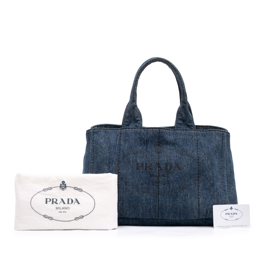 Prada Cabas Canapa Logo Jean Bleu – vue 7 – GABY PARIS