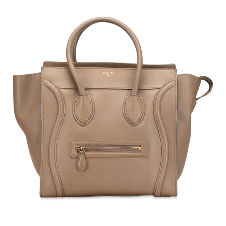 Celine Mini Smooth Cuir de veau Luggage Cabas Marron