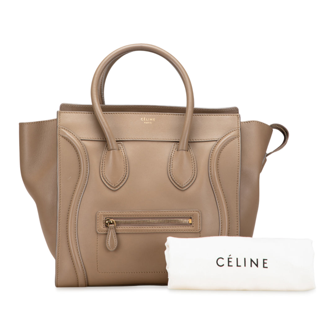 Celine Mini Smooth Cuir de veau Luggage Cabas Marron