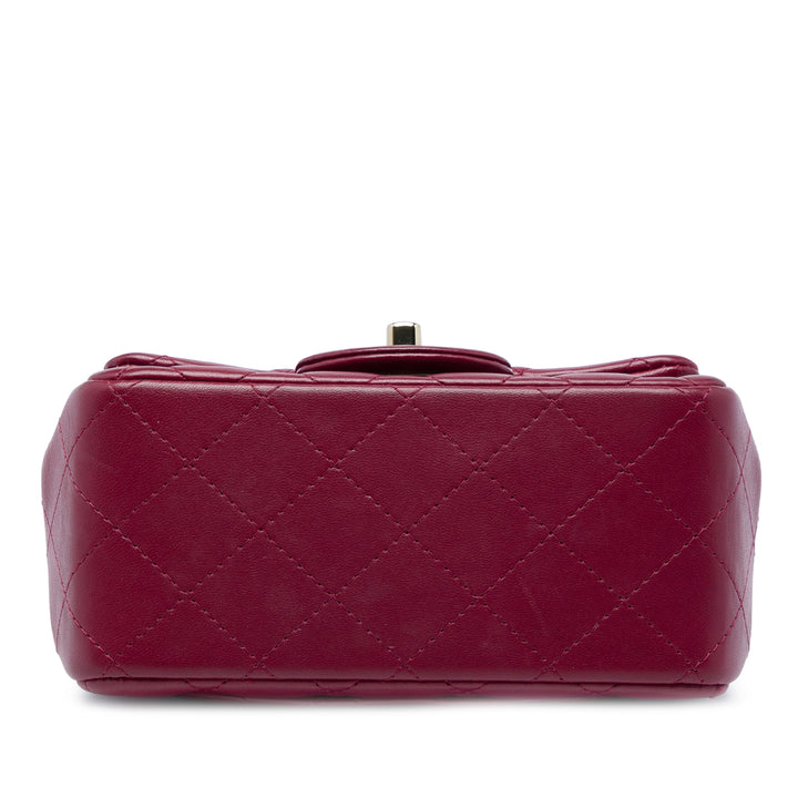 Chanel Classic Carré Rabat simple Mini Cuir d'agneau Rouge