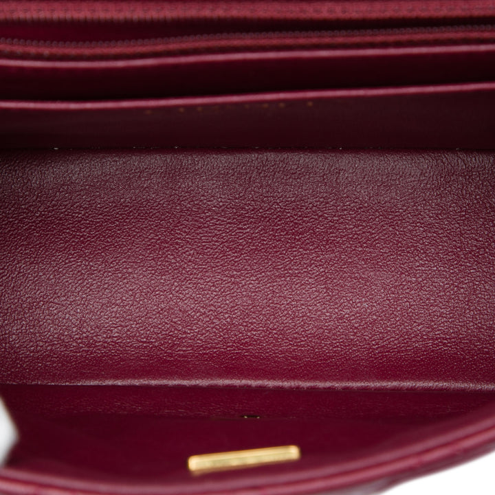 Chanel Classic Carré Rabat simple Mini Cuir d'agneau Rouge