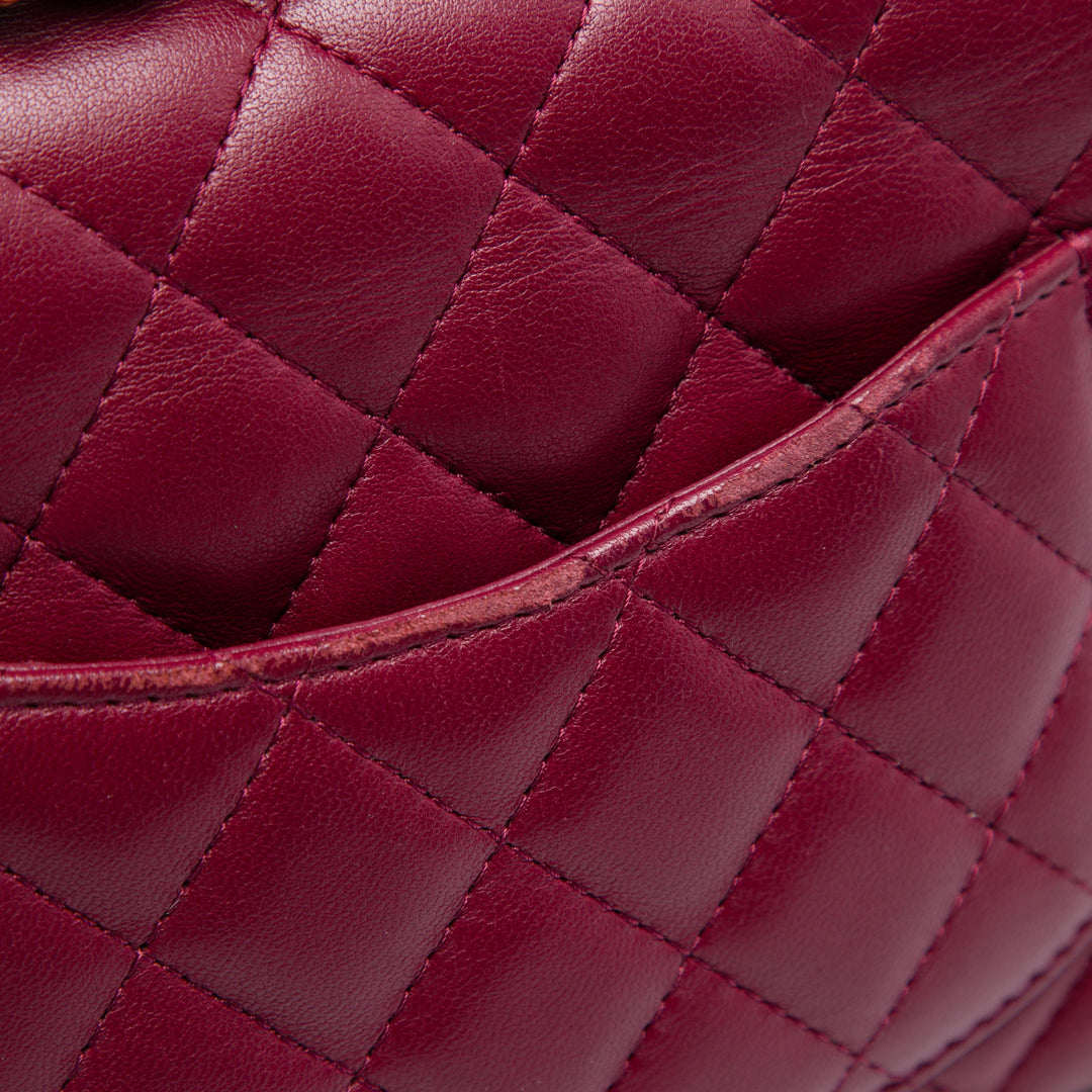 Chanel Classic Carré Rabat simple Mini Cuir d'agneau Rouge