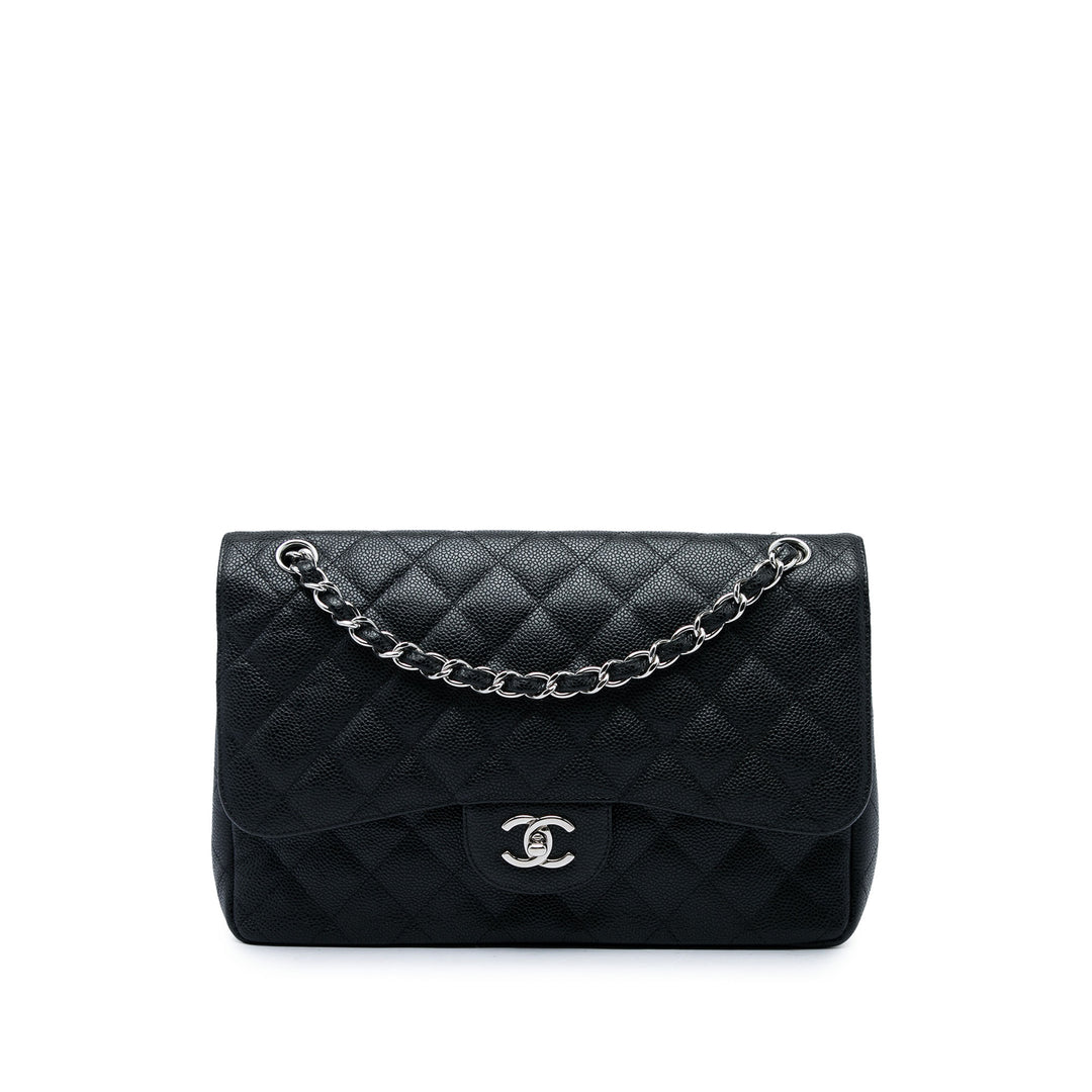 Chanel Sac porté épaule Classic Double rabat Jumbo Cuir caviar Noir – vue principale – GABY PARIS