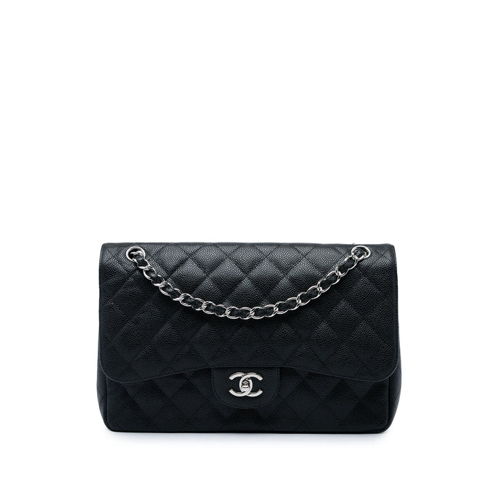 Chanel Sac porté épaule Classic Double rabat Jumbo Cuir caviar Noir – vue principale – GABY PARIS