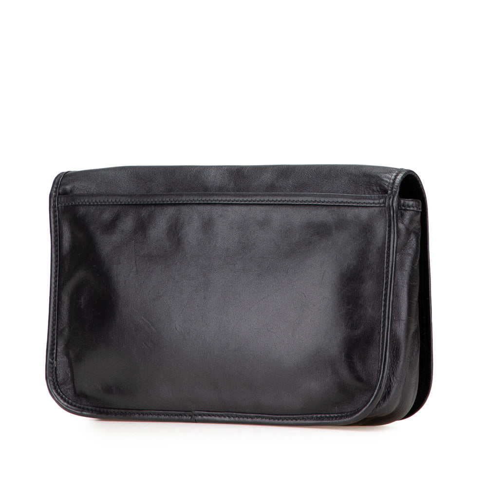 Anagram Leather Clutch Black - Gaby Paris