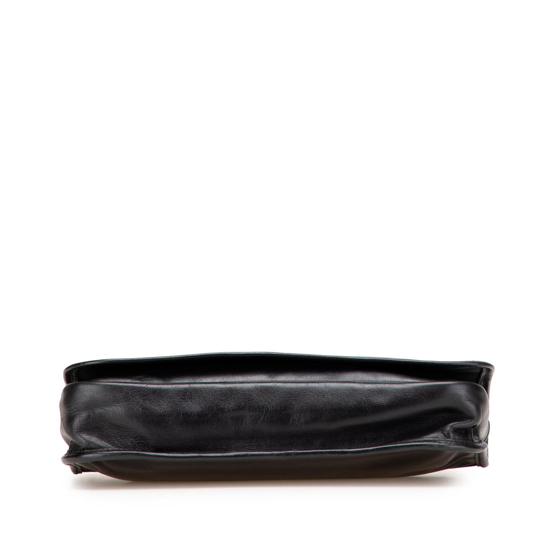 Anagram Leather Clutch Black - Gaby Paris