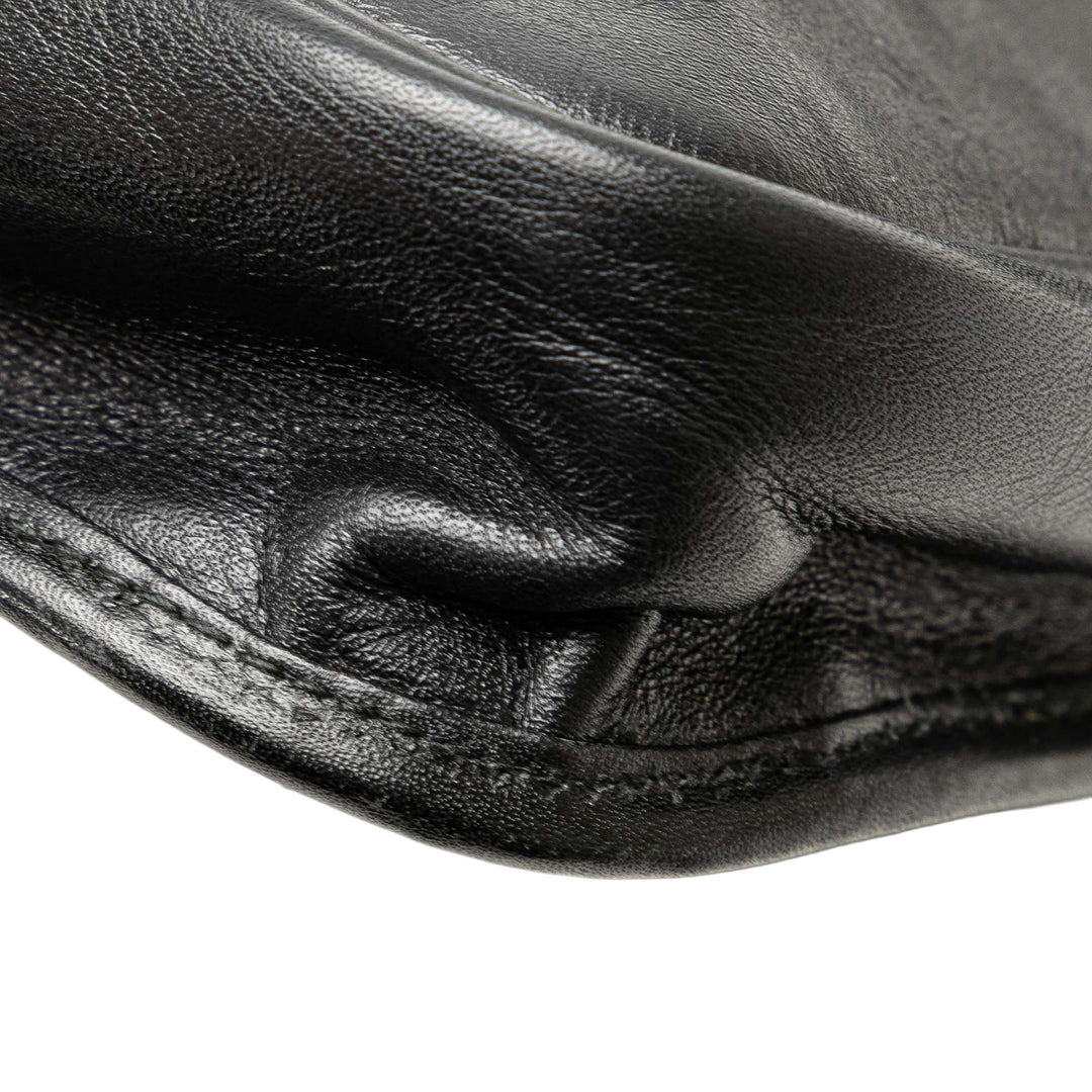 Anagram Leather Clutch Black - Gaby Paris
