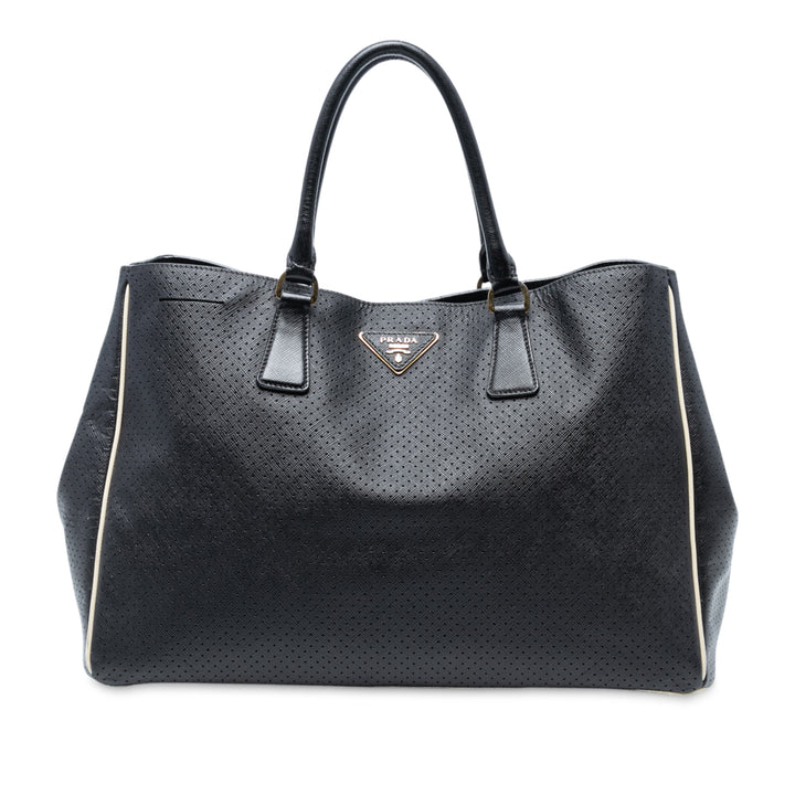 Prada Large perforé Saffiano Lux Galleria Zip Cabas