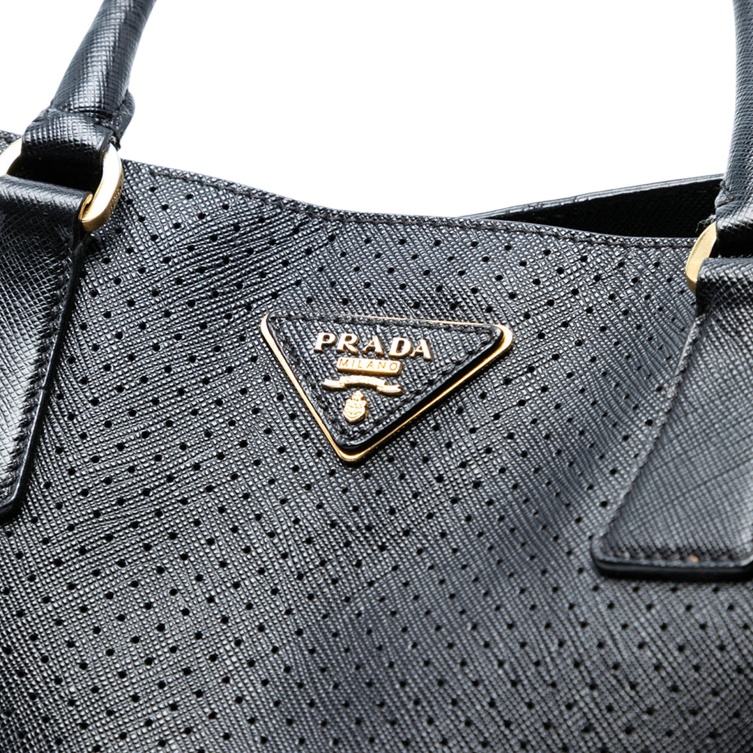 Prada Large perforé Saffiano Lux Galleria Zip Cabas