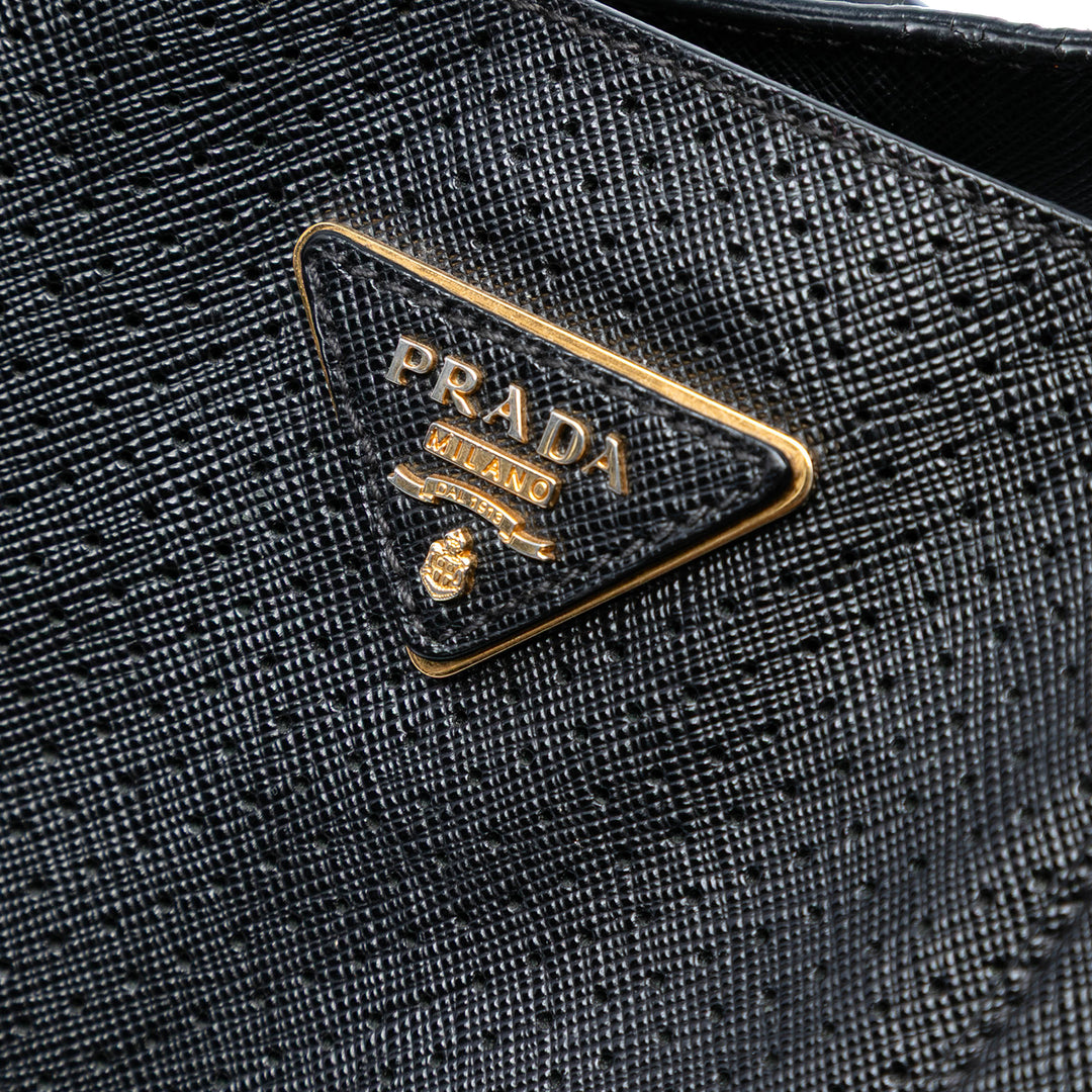 Prada Large perforé Saffiano Lux Galleria Zip Cabas