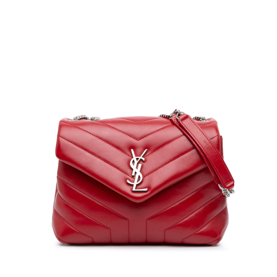 Small Leather Monogram Loulou Crossbody Red - Gaby Paris