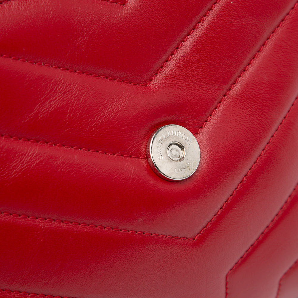 Small Leather Monogram Loulou Crossbody Red - Gaby Paris