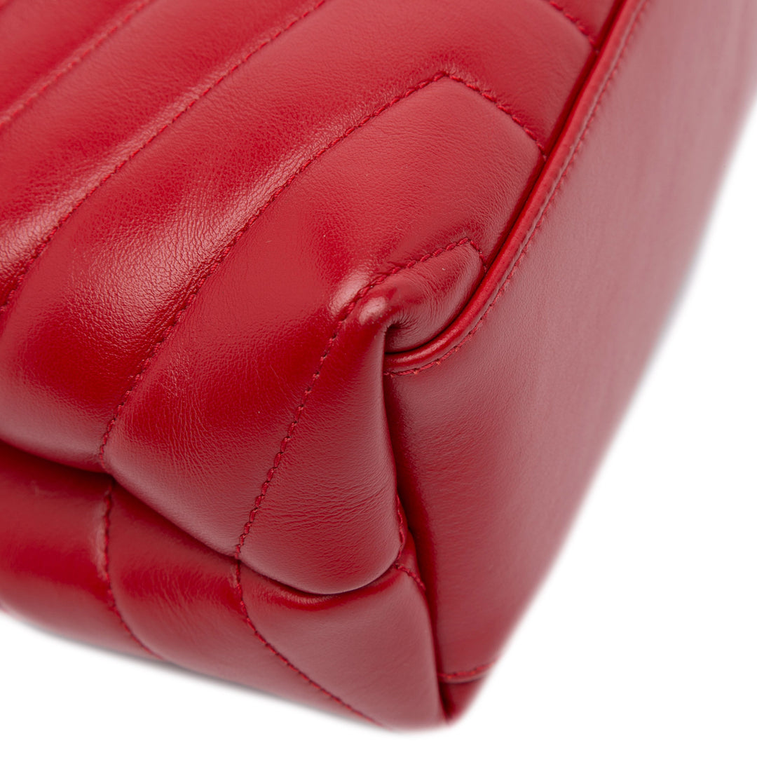 Small Leather Monogram Loulou Crossbody Red - Gaby Paris