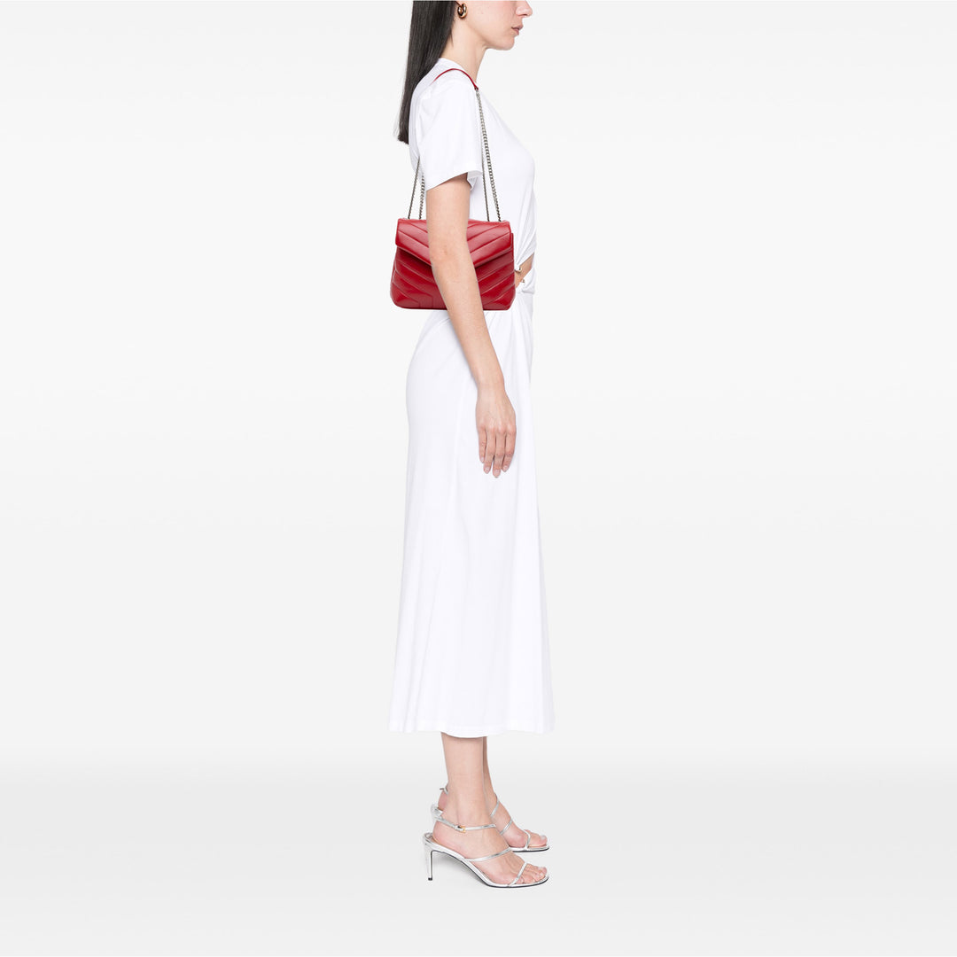 Small Leather Monogram Loulou Crossbody Red - Gaby Paris