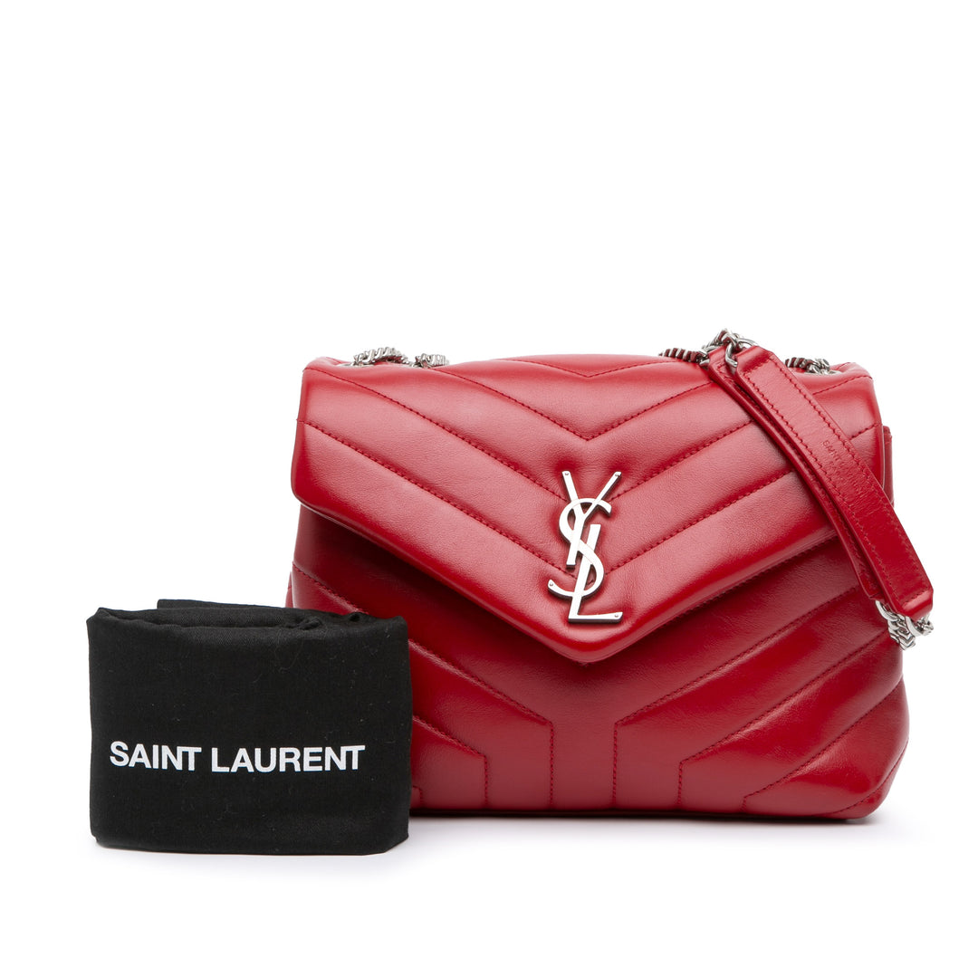 Small Leather Monogram Loulou Crossbody Red - Gaby Paris