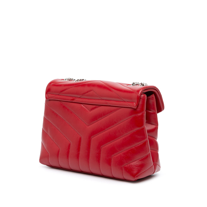 Small Leather Monogram Loulou Crossbody Red - Gaby Paris
