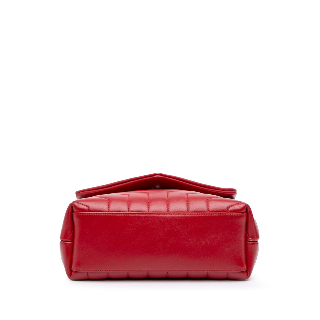 Small Leather Monogram Loulou Crossbody Red - Gaby Paris