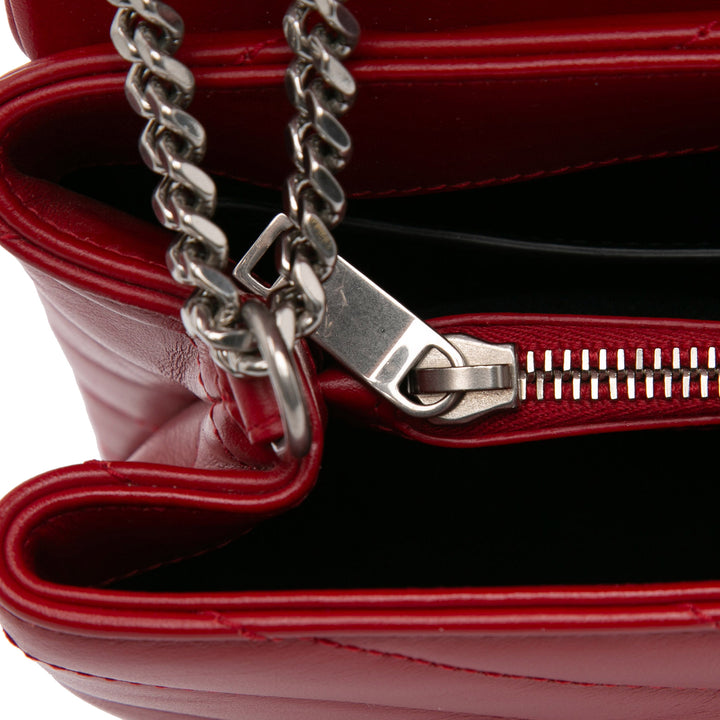 Small Leather Monogram Loulou Crossbody Red - Gaby Paris