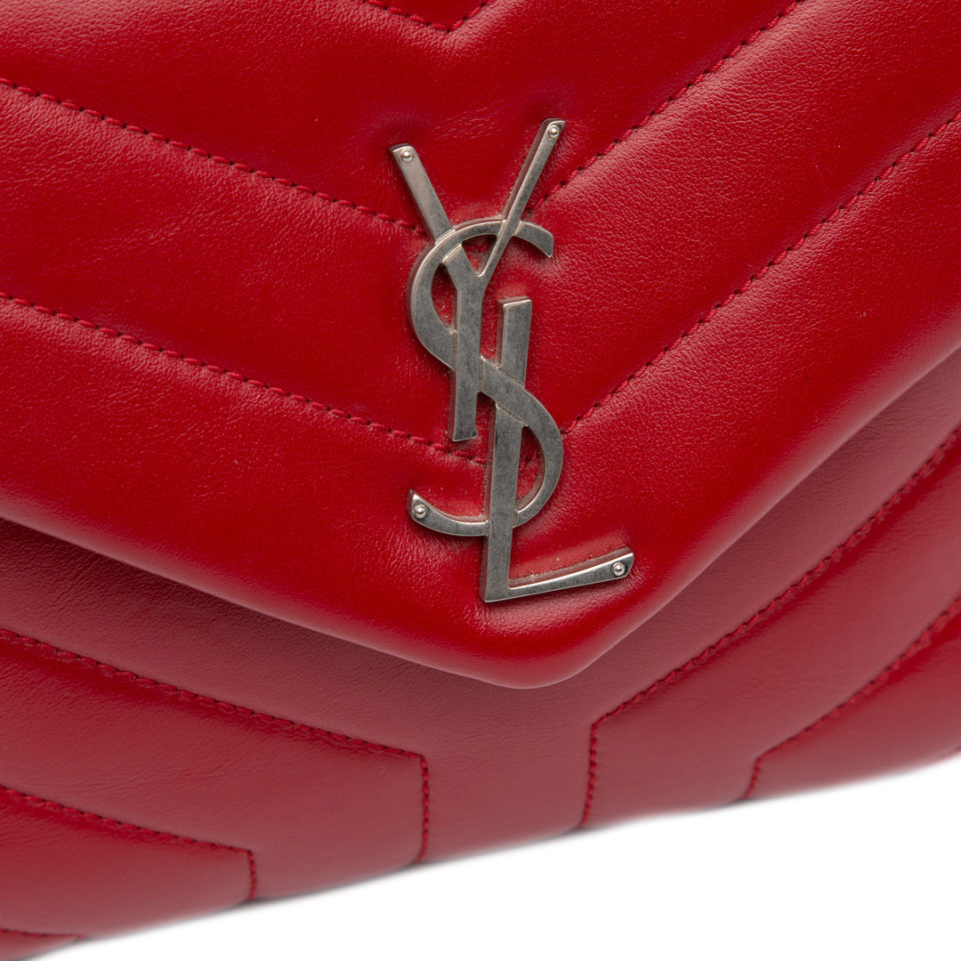Small Leather Monogram Loulou Crossbody Red - Gaby Paris