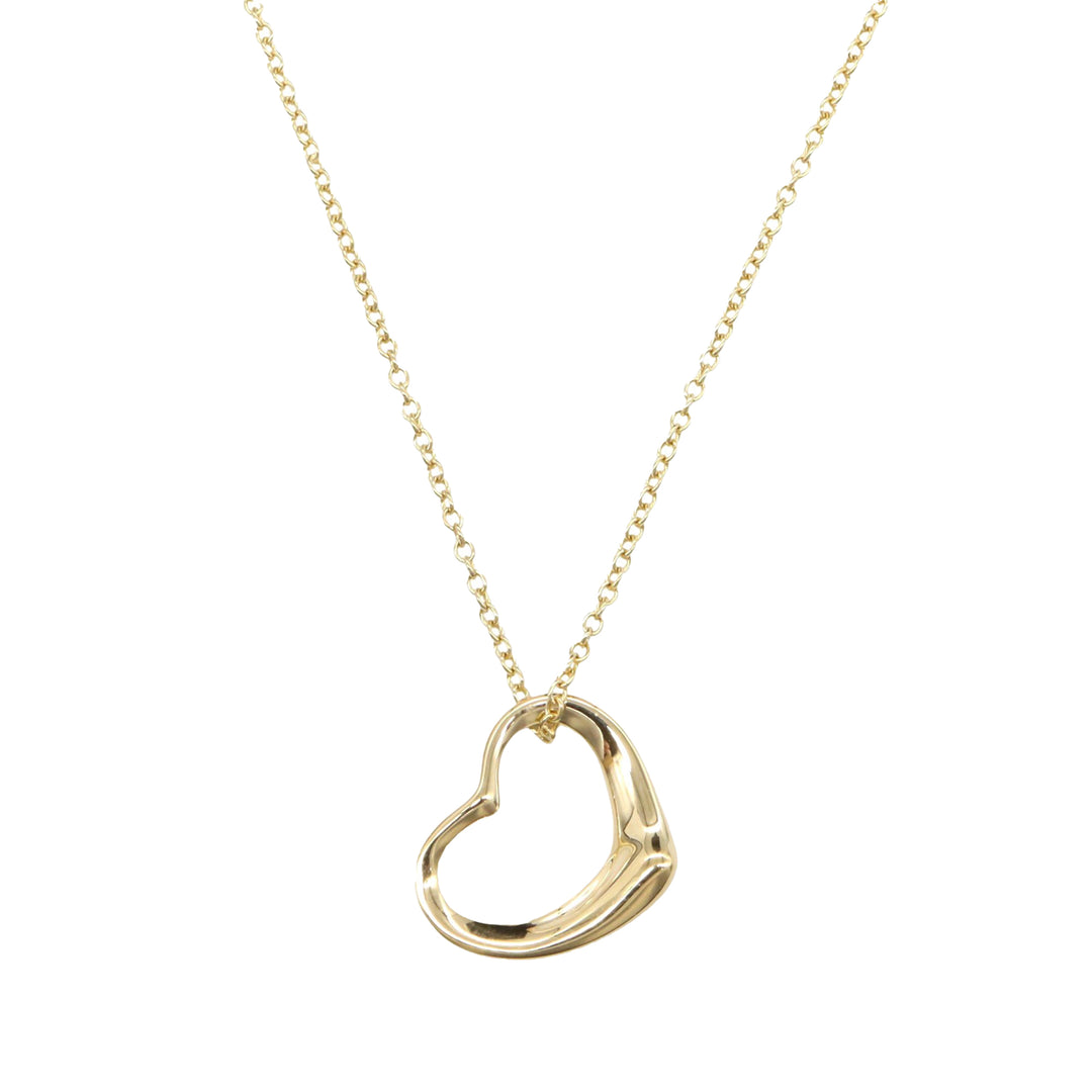 18K Yellow Gold Small Elsa Peretti Open Heart Pendant Necklace Gold - Gaby Paris