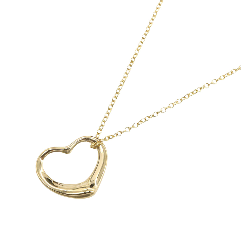 18K Yellow Gold Small Elsa Peretti Open Heart Pendant Necklace Gold - Gaby Paris