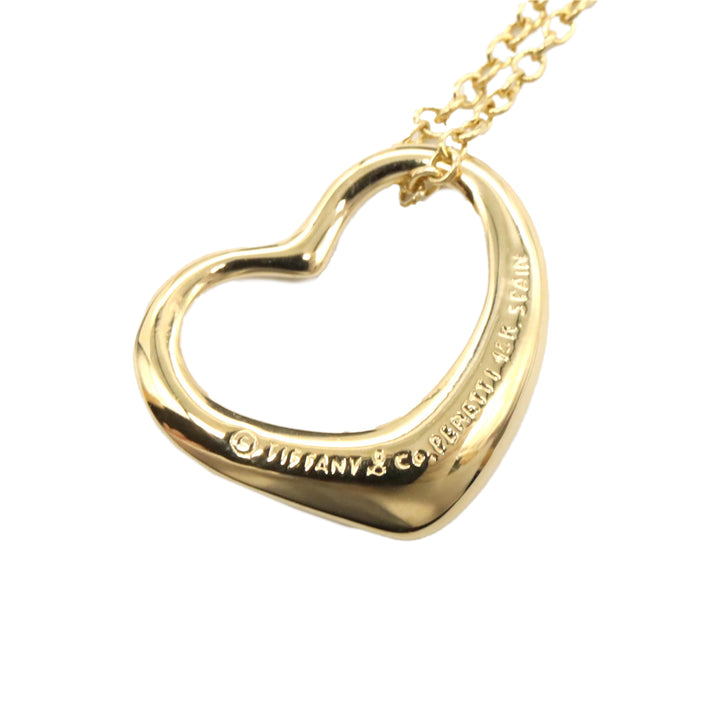 18K Yellow Gold Small Elsa Peretti Open Heart Pendant Necklace Gold - Gaby Paris