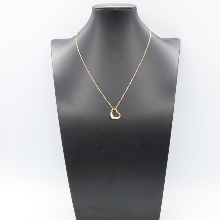 18K Yellow Gold Small Elsa Peretti Open Heart Pendant Necklace Gold - Gaby Paris