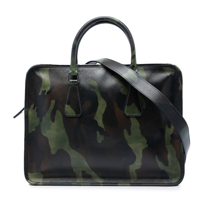 Camouflage Imprimé Porte-documents Saffiano Bleu