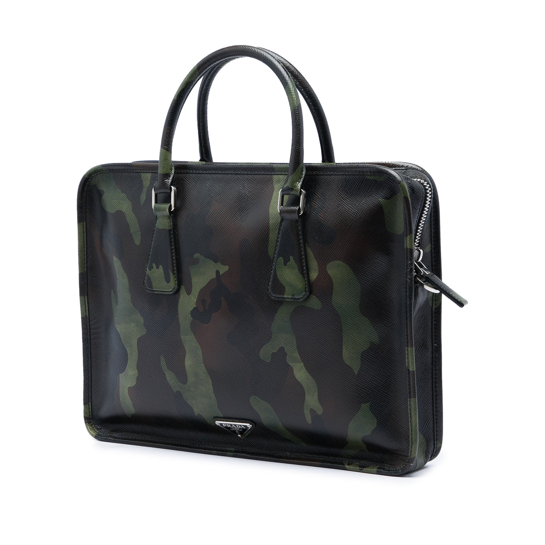 Camouflage Imprimé Porte-documents Saffiano Bleu