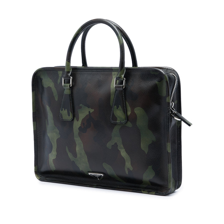 Camouflage Imprimé Porte-documents Saffiano Bleu