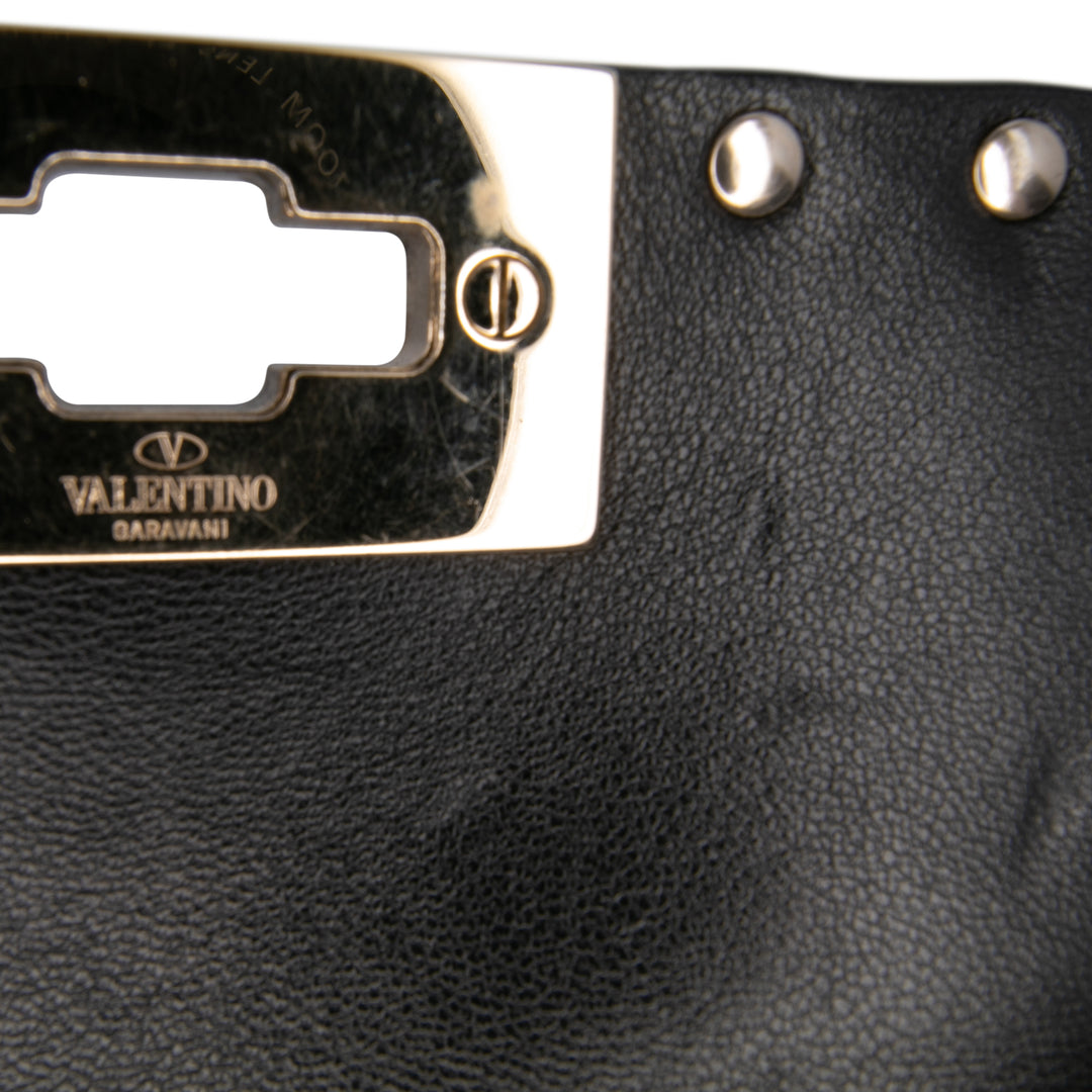 Medium Suede Rockstud Spike Satchel Black - Gaby Paris