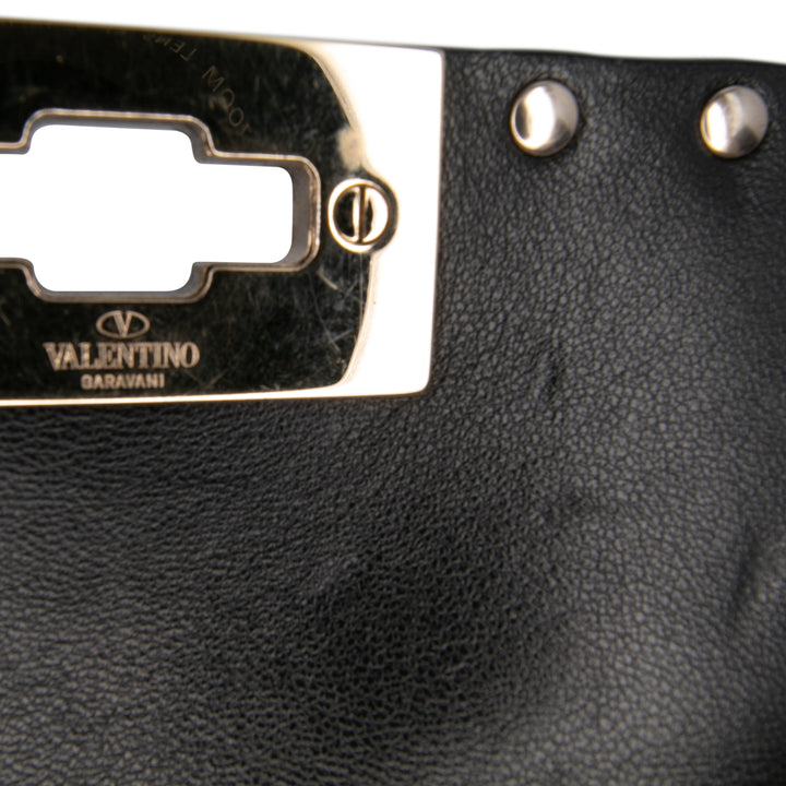 Medium Suede Rockstud Spike Satchel Black - Gaby Paris