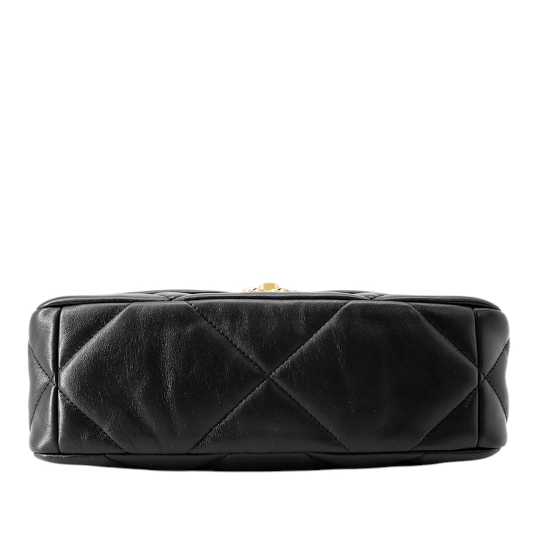 19 à rabat Moyen Cuir d'agneau Noir