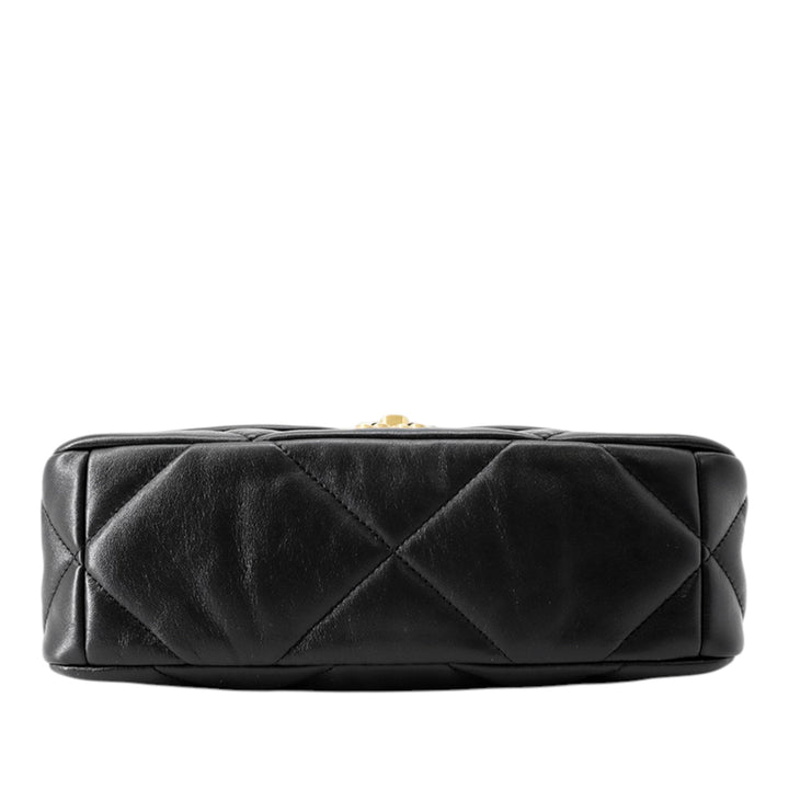 19 à rabat Moyen Cuir d'agneau Noir