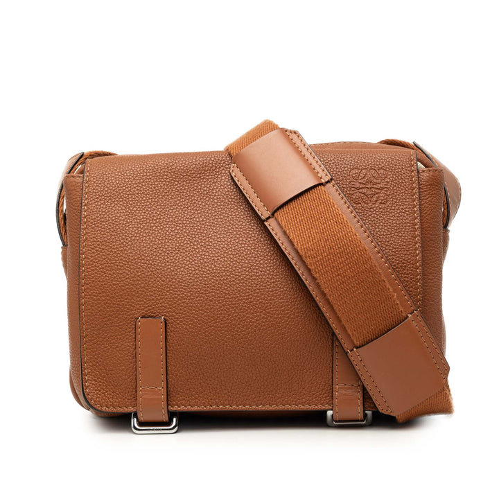 Souple grainé Military Sac Messenger XS Cuir de veau grainé Marron