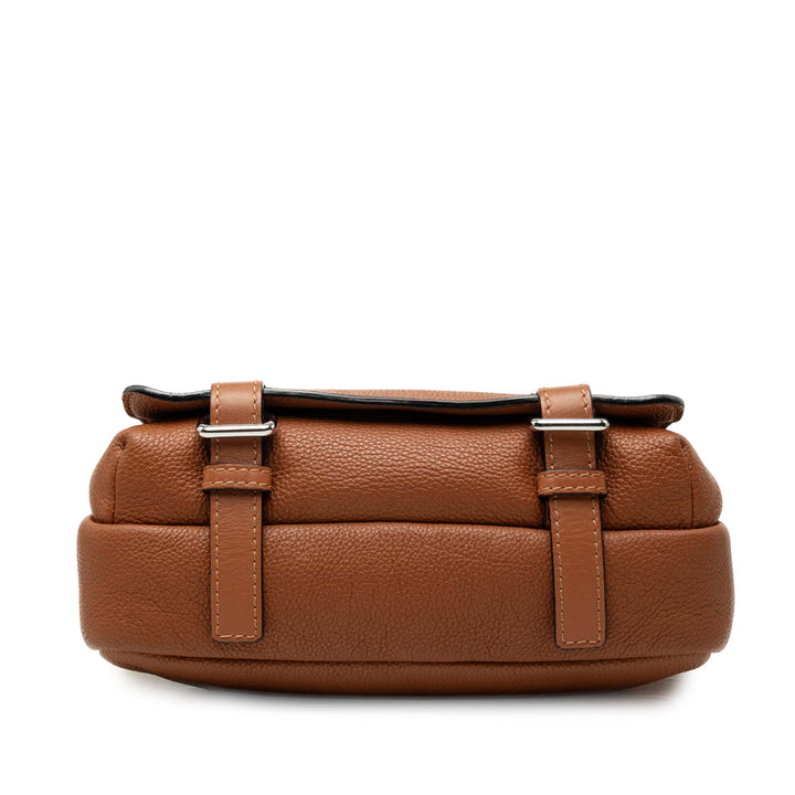 Souple grainé Military Sac Messenger XS Cuir de veau grainé Marron