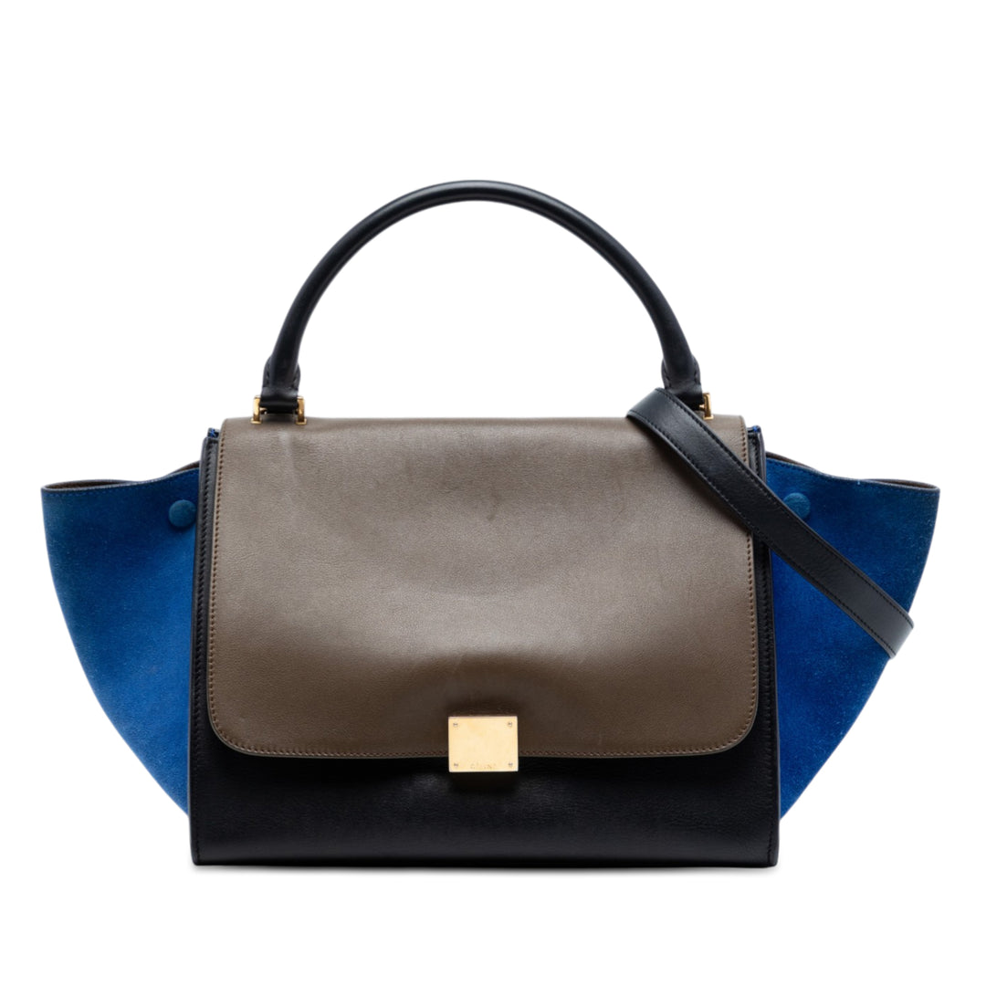 Celine Medium Tricolor Cuir de veau et Daim Trapeze Sac