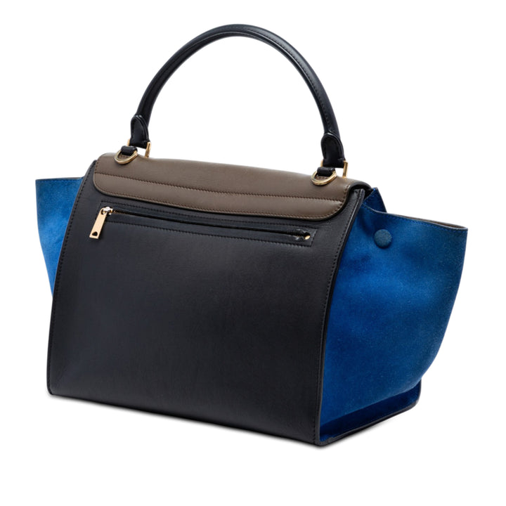 Celine Medium Tricolor Cuir de veau et Daim Trapeze Sac